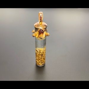 Vintage Pendant with gold foil flakes 2”